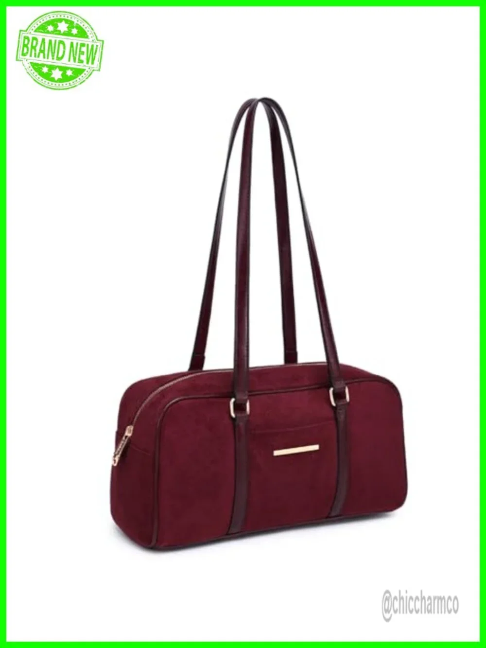 Faux Suede Shoulder Purse Retro Hobo Satchel with Zip Closure
